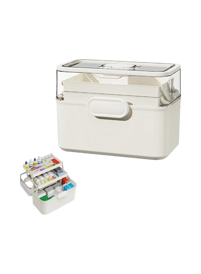 DUNISO 3-Tier Portable Medicine Storage Box, Family Emergency Pill Box, Medical Organizer with Transparent Visual Design, Dustproof & Moisture-Proof, Suitable for Home&Travel Use (clear) - Image 1